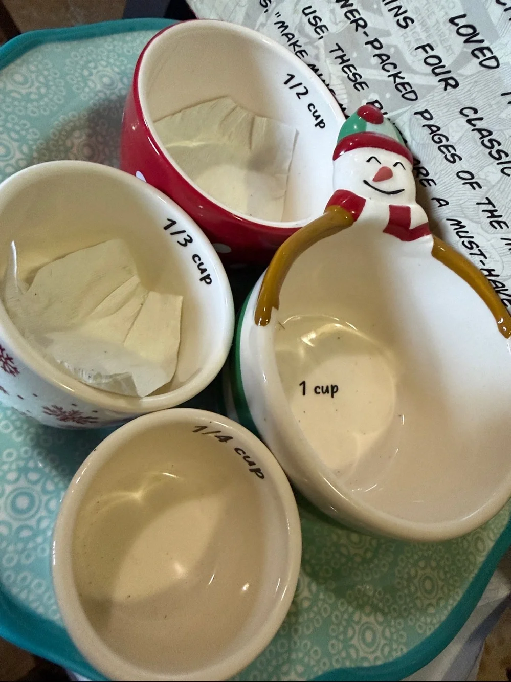 Holiday Time Red, White and Green Snowman Measuring Cup Set